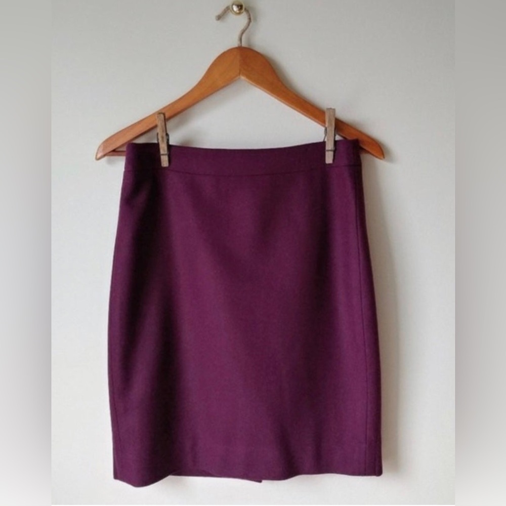 J. Crew Burgundy Wool Pencil Skirt Size 2